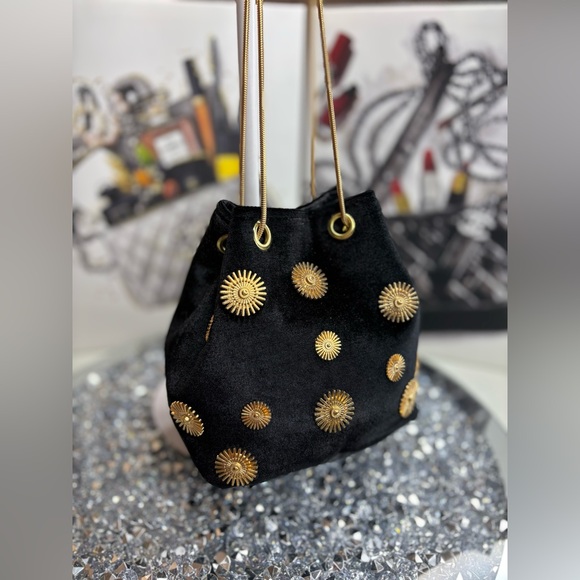 Handbags - Embellished Velvet Bucket Bag NIP